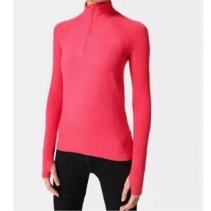Sweaty Betty Athlete Seamless Half Zip Long Sleeve Top Glow Pink